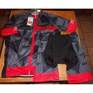 Kemaloce Men's Cycling Bicycle Short Sleeve Full Zip Jersey & Padded Shorts- SM